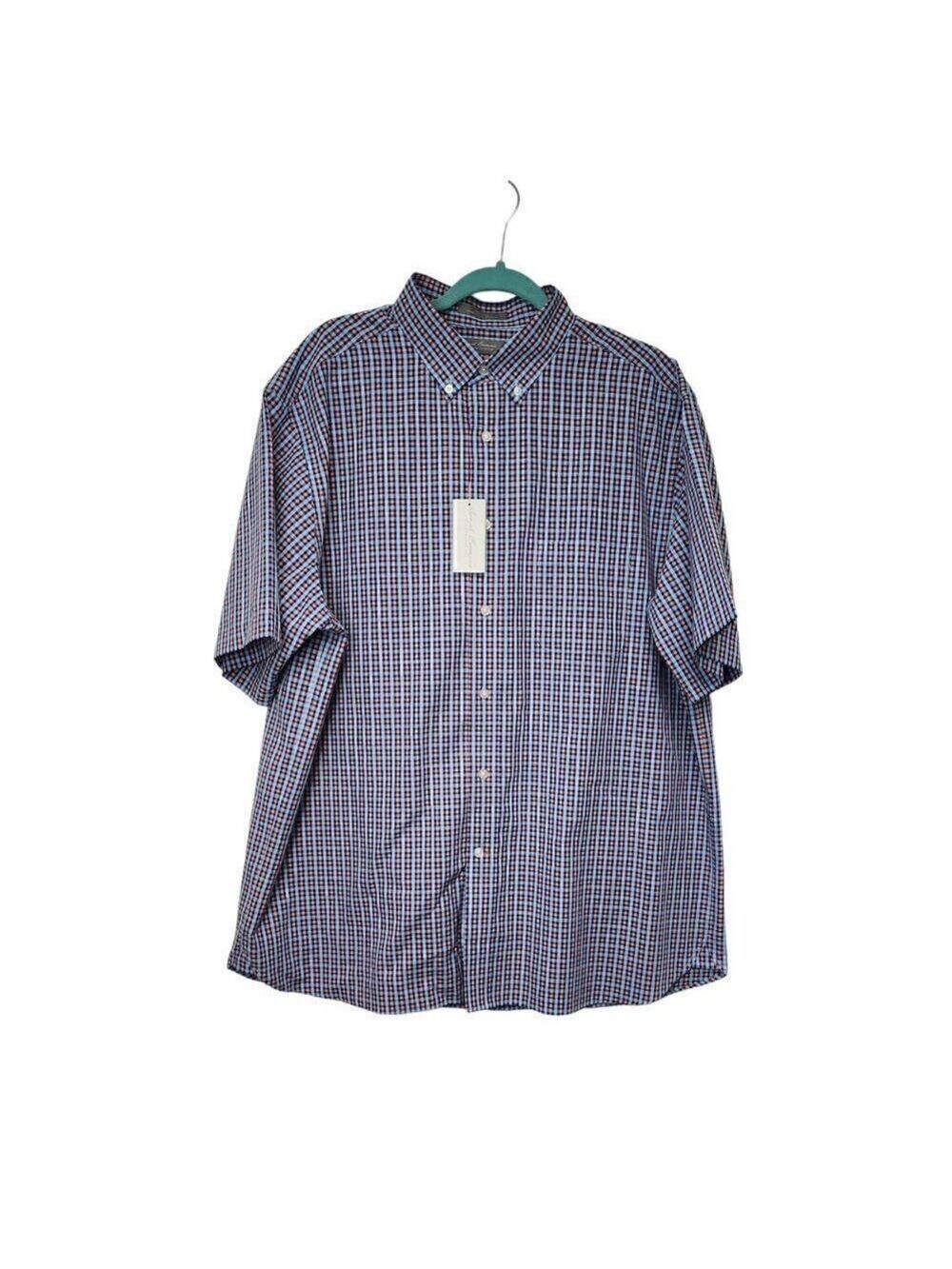 Daniel Cremieux Plaid Cotton Short Sleeve Shirt XL Blue Red